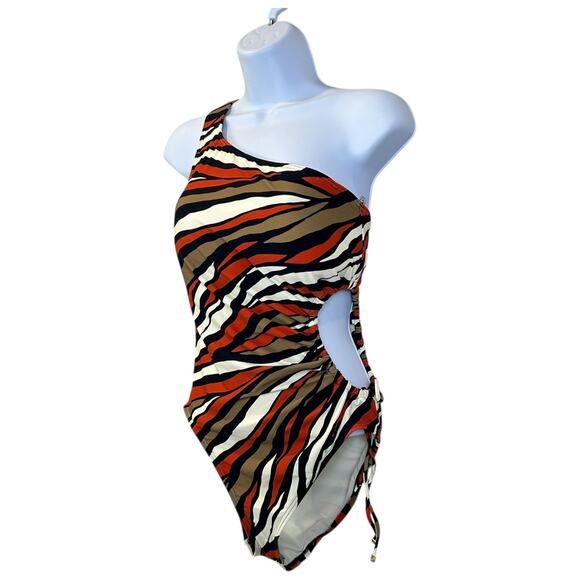 Michael Kors One-Shoulder Cutout One Piece Swimsuit Terracotta Women's 10 NWT - Picture 5 of 9